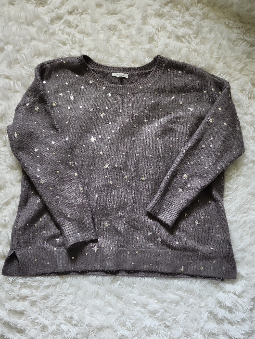 Maurices Gray Star Embellished Crewneck Sweater